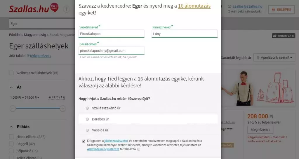 év szállása 2019